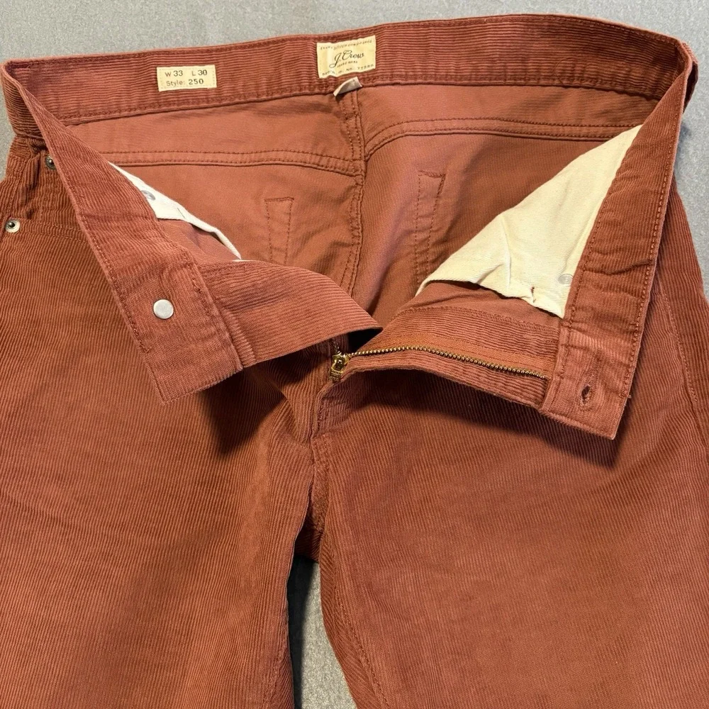 JCrew Corduroy Pants Men 33x30 Rust Style 250 Straight Fit Stretch Medium Wale